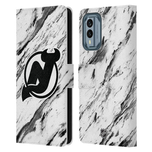 NHL New Jersey Devils Marble Leather Book Wallet Case Cover For Nokia X30