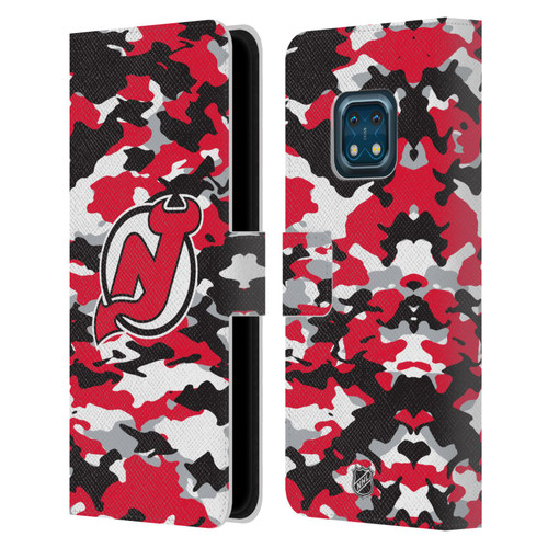 NHL New Jersey Devils Camouflage Leather Book Wallet Case Cover For Nokia XR20