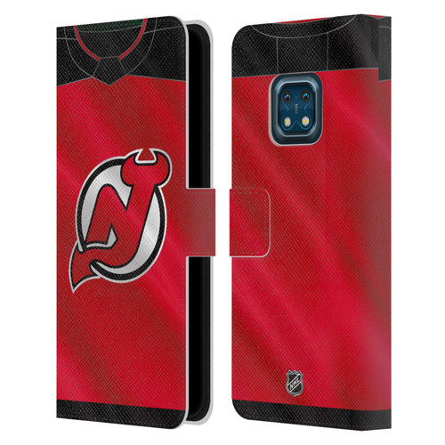 NHL New Jersey Devils Jersey Leather Book Wallet Case Cover For Nokia XR20