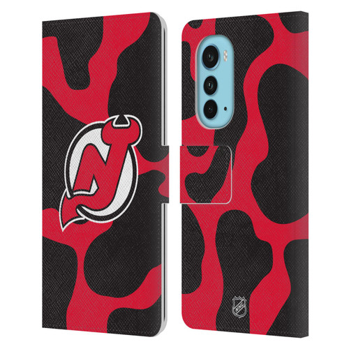 NHL New Jersey Devils Cow Pattern Leather Book Wallet Case Cover For Motorola Edge (2022)