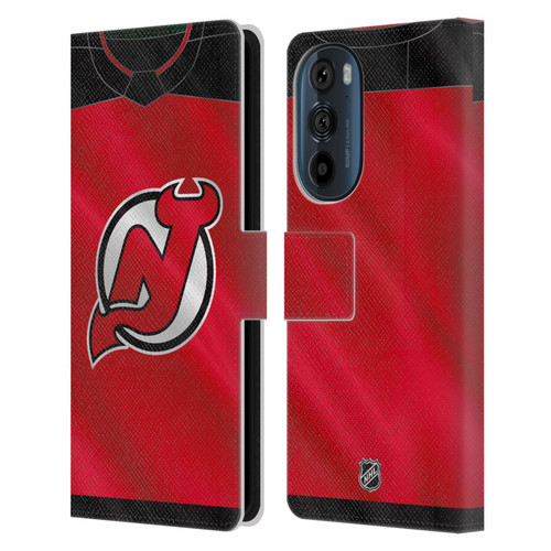 NHL New Jersey Devils Jersey Leather Book Wallet Case Cover For Motorola Edge 30