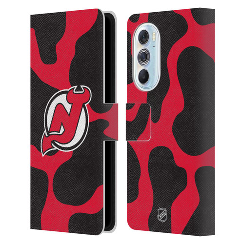 NHL New Jersey Devils Cow Pattern Leather Book Wallet Case Cover For Motorola Edge X30