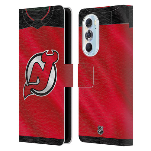 NHL New Jersey Devils Jersey Leather Book Wallet Case Cover For Motorola Edge X30