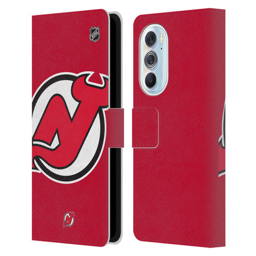 NHL New Jersey Devils Oversized Leather Book Wallet Case Cover For Motorola Edge X30