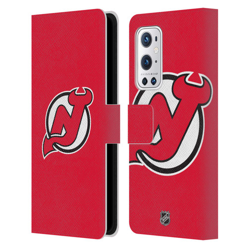 NHL New Jersey Devils Plain Leather Book Wallet Case Cover For OnePlus 9 Pro