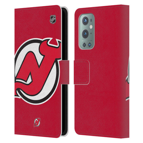 NHL New Jersey Devils Oversized Leather Book Wallet Case Cover For OnePlus 9