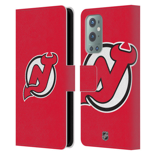 NHL New Jersey Devils Plain Leather Book Wallet Case Cover For OnePlus 9