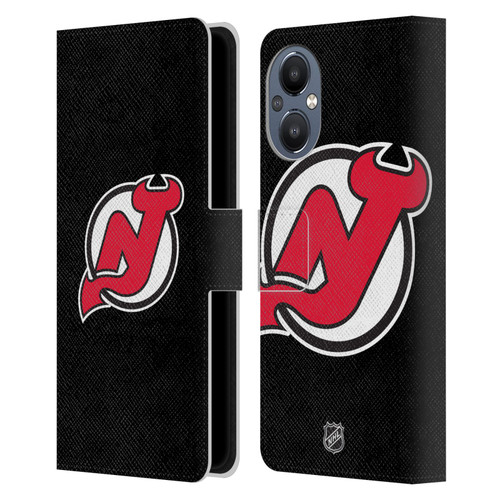 NHL New Jersey Devils Plain Leather Book Wallet Case Cover For OnePlus Nord N20 5G