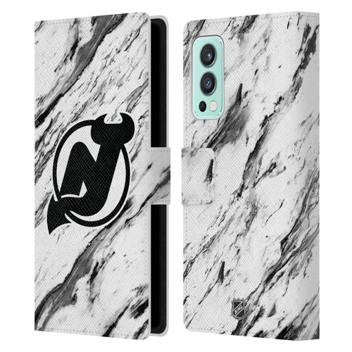 NHL New Jersey Devils Marble Leather Book Wallet Case Cover For OnePlus Nord 2 5G