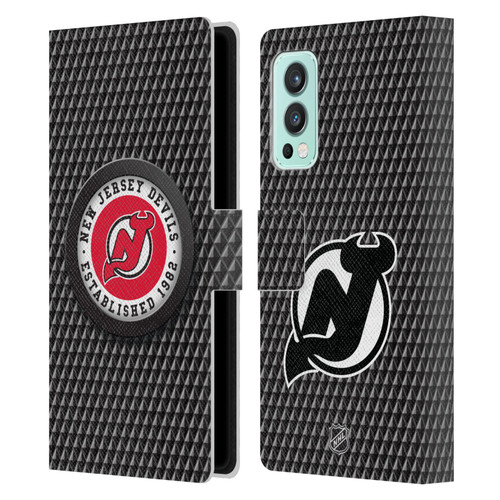 NHL New Jersey Devils Puck Texture Leather Book Wallet Case Cover For OnePlus Nord 2 5G