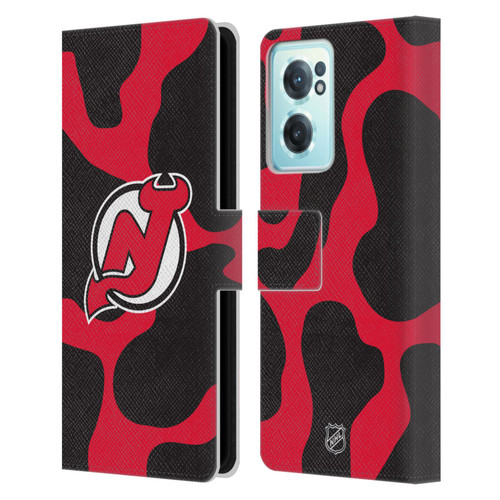 NHL New Jersey Devils Cow Pattern Leather Book Wallet Case Cover For OnePlus Nord CE 2 5G