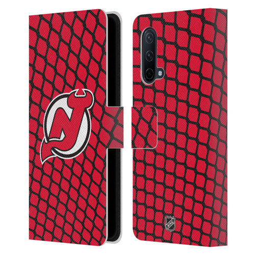 NHL New Jersey Devils Net Pattern Leather Book Wallet Case Cover For OnePlus Nord CE 5G