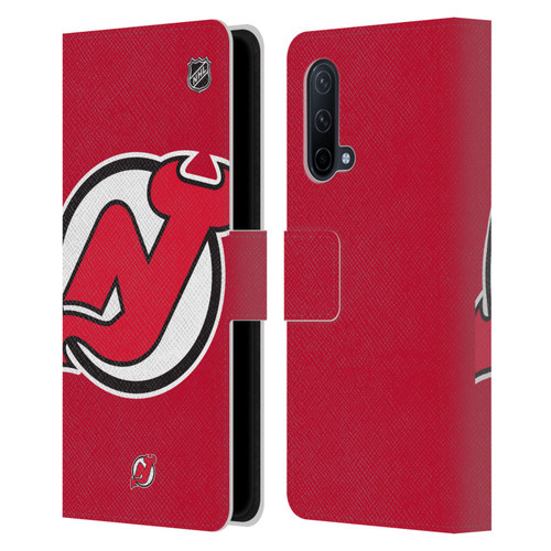 NHL New Jersey Devils Oversized Leather Book Wallet Case Cover For OnePlus Nord CE 5G