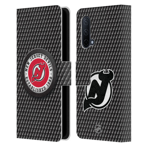 NHL New Jersey Devils Puck Texture Leather Book Wallet Case Cover For OnePlus Nord CE 5G