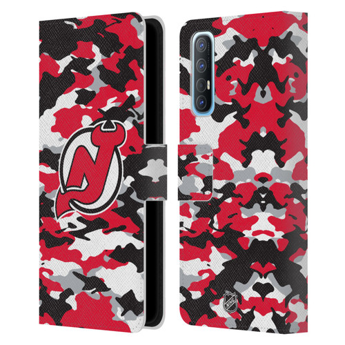 NHL New Jersey Devils Camouflage Leather Book Wallet Case Cover For OPPO Find X2 Neo 5G