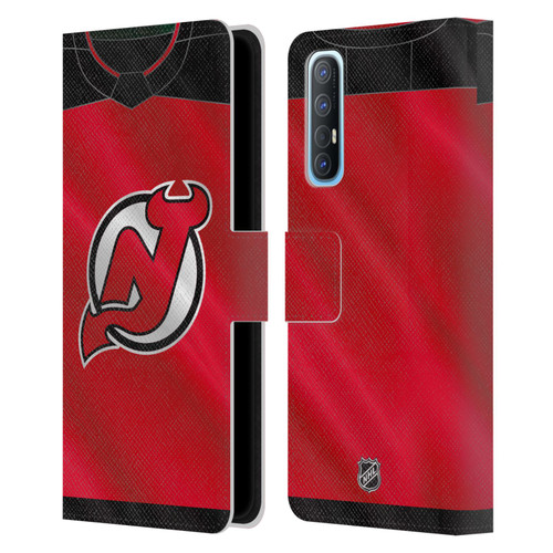 NHL New Jersey Devils Jersey Leather Book Wallet Case Cover For OPPO Find X2 Neo 5G