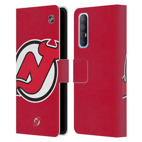 NHL New Jersey Devils Oversized Leather Book Wallet Case Cover For OPPO Find X2 Neo 5G