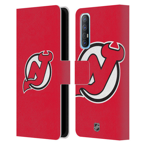 NHL New Jersey Devils Plain Leather Book Wallet Case Cover For OPPO Find X2 Neo 5G