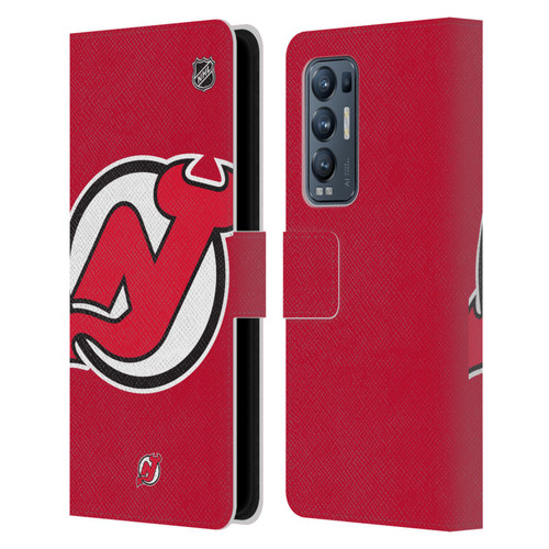 NHL New Jersey Devils Oversized Leather Book Wallet Case Cover For OPPO Find X3 Neo / Reno5 Pro+ 5G