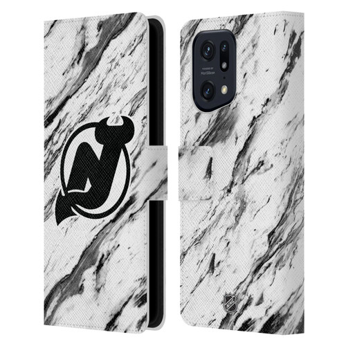 NHL New Jersey Devils Marble Leather Book Wallet Case Cover For OPPO Find X5 Pro