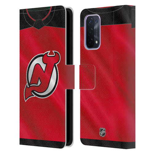 NHL New Jersey Devils Jersey Leather Book Wallet Case Cover For OPPO A54 5G