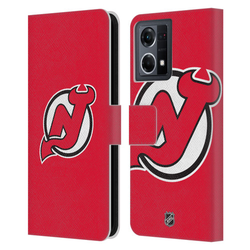 NHL New Jersey Devils Plain Leather Book Wallet Case Cover For OPPO Reno8 4G