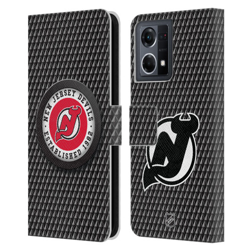 NHL New Jersey Devils Puck Texture Leather Book Wallet Case Cover For OPPO Reno8 4G