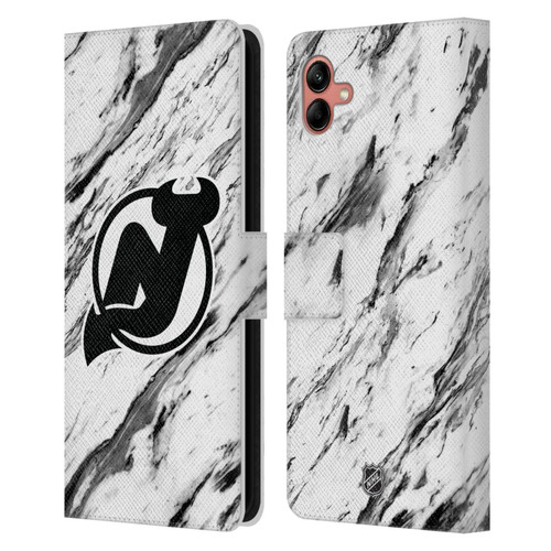 NHL New Jersey Devils Marble Leather Book Wallet Case Cover For Samsung Galaxy A04 (2022)