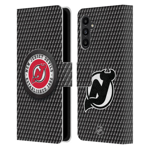 NHL New Jersey Devils Puck Texture Leather Book Wallet Case Cover For Samsung Galaxy A13 5G (2021)