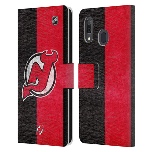 NHL New Jersey Devils Half Distressed Leather Book Wallet Case Cover For Samsung Galaxy A33 5G (2022)