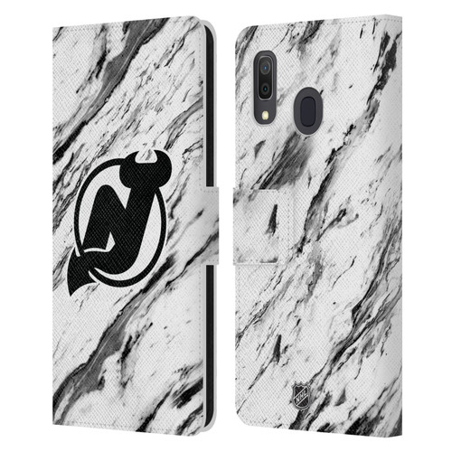 NHL New Jersey Devils Marble Leather Book Wallet Case Cover For Samsung Galaxy A33 5G (2022)