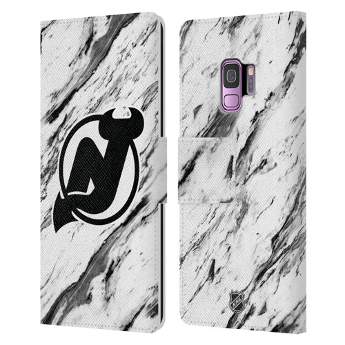 NHL New Jersey Devils Marble Leather Book Wallet Case Cover For Samsung Galaxy S9