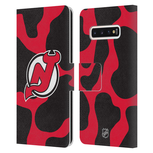 NHL New Jersey Devils Cow Pattern Leather Book Wallet Case Cover For Samsung Galaxy S10