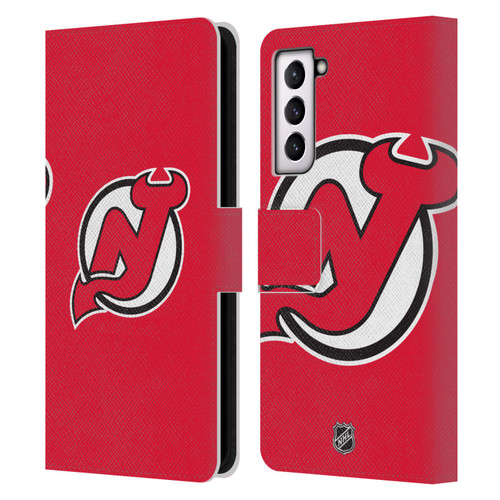 NHL New Jersey Devils Plain Leather Book Wallet Case Cover For Samsung Galaxy S21 5G