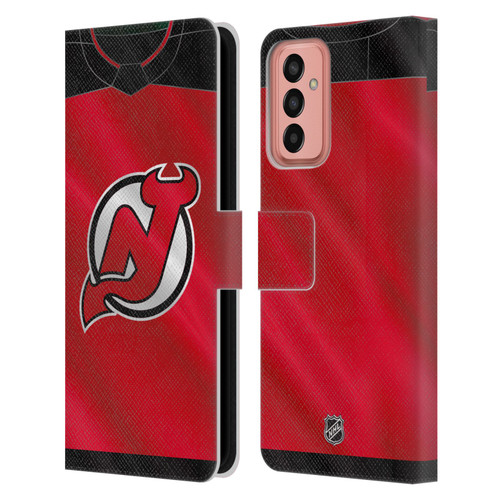 NHL New Jersey Devils Jersey Leather Book Wallet Case Cover For Samsung Galaxy M13 (2022)