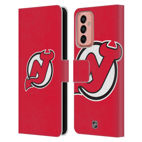 NHL New Jersey Devils Plain Leather Book Wallet Case Cover For Samsung Galaxy M13 (2022)