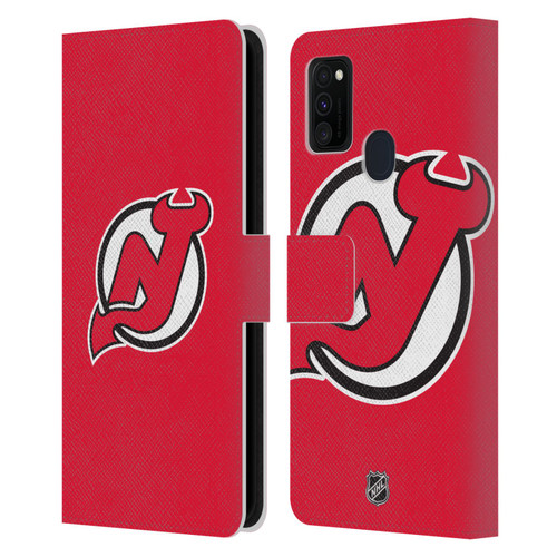 NHL New Jersey Devils Plain Leather Book Wallet Case Cover For Samsung Galaxy M30s (2019)/M21 (2020)