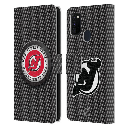 NHL New Jersey Devils Puck Texture Leather Book Wallet Case Cover For Samsung Galaxy M30s (2019)/M21 (2020)