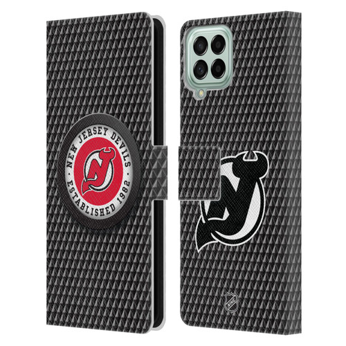 NHL New Jersey Devils Puck Texture Leather Book Wallet Case Cover For Samsung Galaxy M33 (2022)