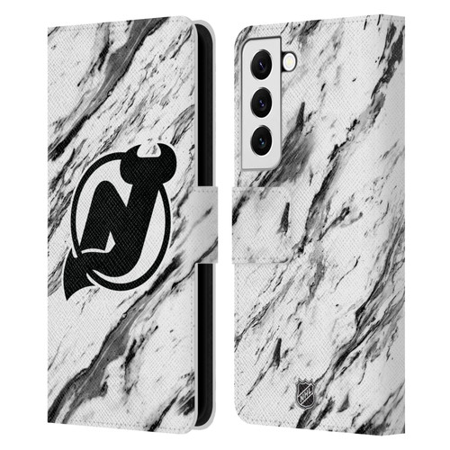 NHL New Jersey Devils Marble Leather Book Wallet Case Cover For Samsung Galaxy S22 5G