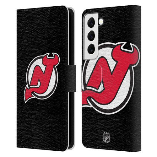 NHL New Jersey Devils Plain Leather Book Wallet Case Cover For Samsung Galaxy S22 5G