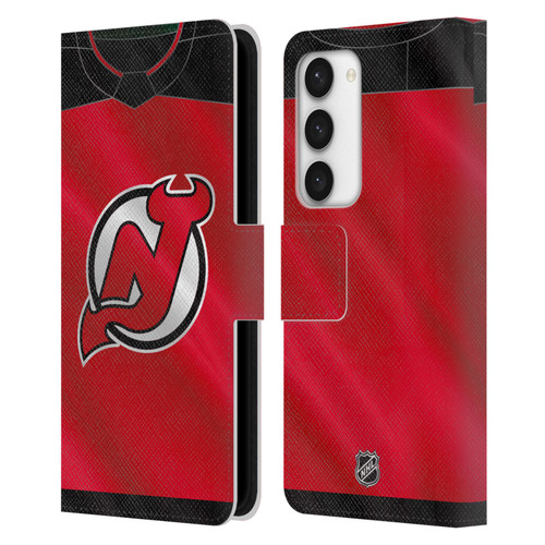 NHL New Jersey Devils Jersey Leather Book Wallet Case Cover For Samsung Galaxy S23 5G
