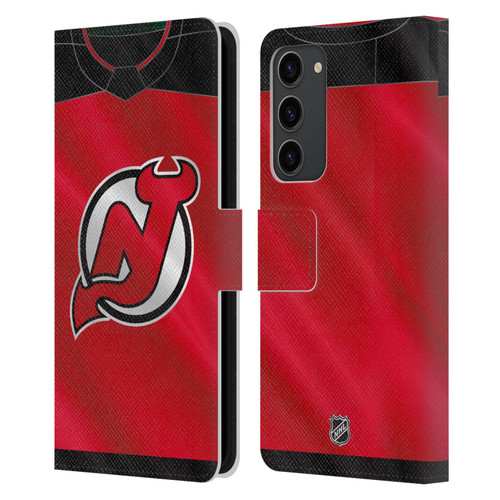 NHL New Jersey Devils Jersey Leather Book Wallet Case Cover For Samsung Galaxy S23+ 5G