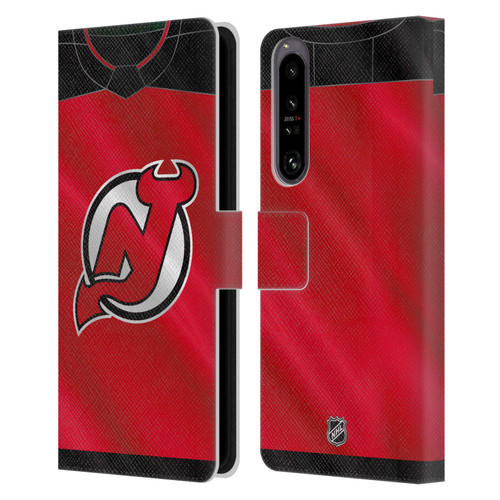 NHL New Jersey Devils Jersey Leather Book Wallet Case Cover For Sony Xperia 1 IV