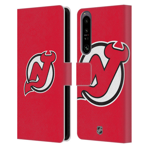 NHL New Jersey Devils Plain Leather Book Wallet Case Cover For Sony Xperia 1 IV