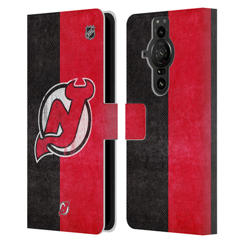 NHL New Jersey Devils Half Distressed Leather Book Wallet Case Cover For Sony Xperia Pro-I