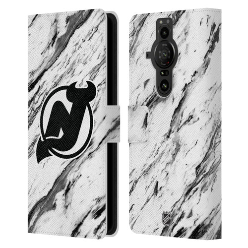 NHL New Jersey Devils Marble Leather Book Wallet Case Cover For Sony Xperia Pro-I