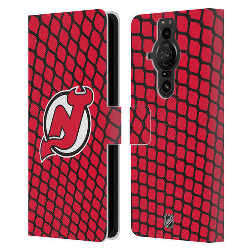 NHL New Jersey Devils Net Pattern Leather Book Wallet Case Cover For Sony Xperia Pro-I