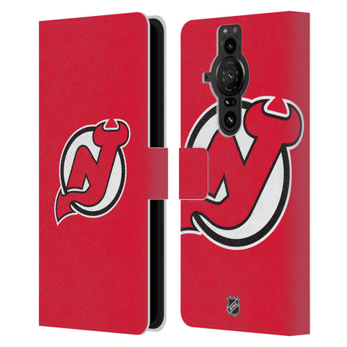 NHL New Jersey Devils Plain Leather Book Wallet Case Cover For Sony Xperia Pro-I