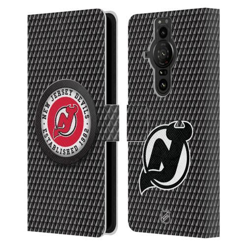 NHL New Jersey Devils Puck Texture Leather Book Wallet Case Cover For Sony Xperia Pro-I